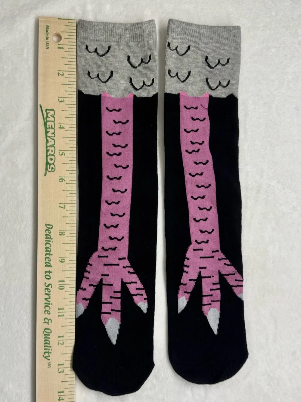 Quirky Bird Claw Crew Socks – Novelty Black Gray Pink